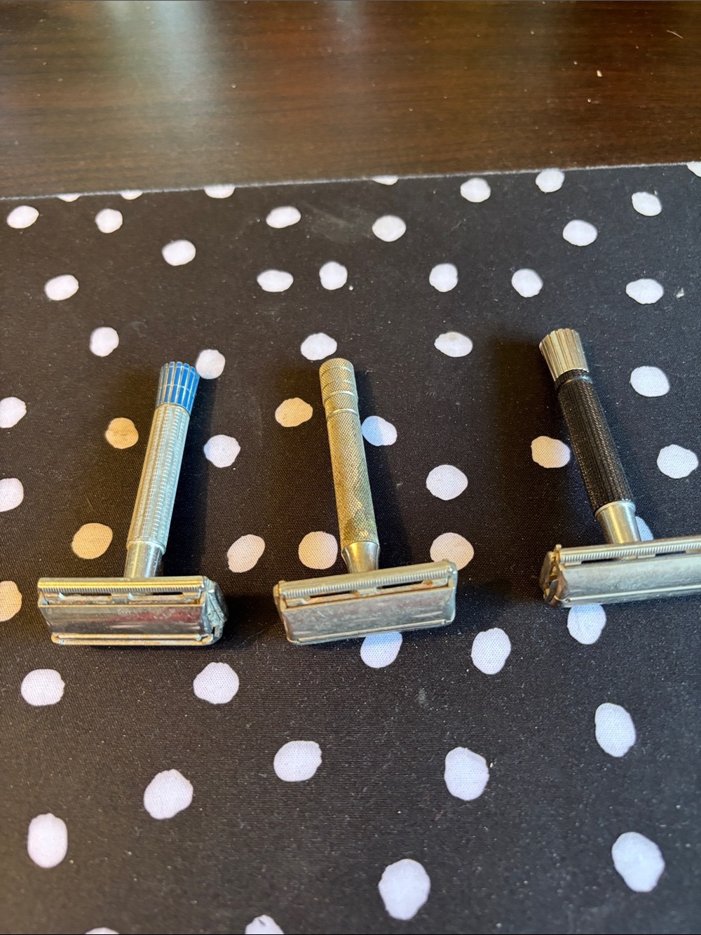 vintage Gillette safety razor, closely resembling a mid-century double-edge mode